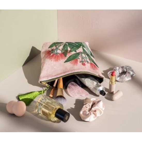 100% New Zealand Vintage Botanical Pohutukawa Velvet Cosmetic Bag