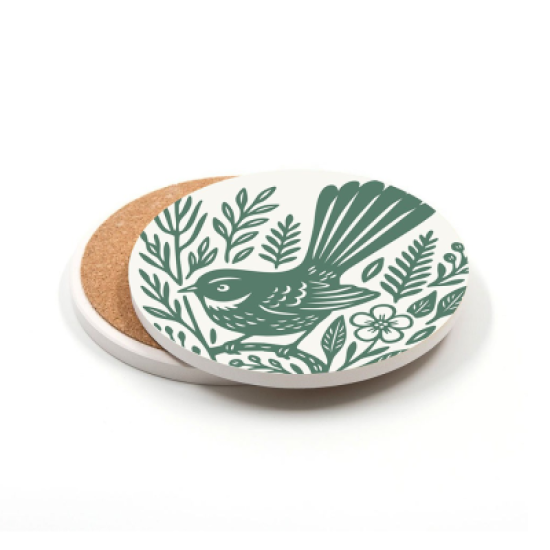 100% New Zealand Fantail Ceramic Coaster