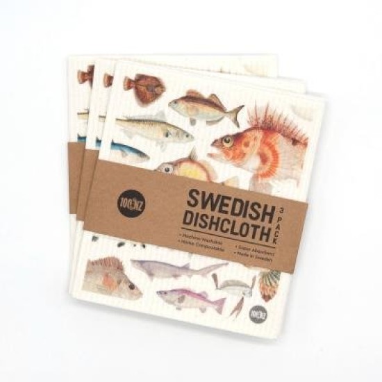100% New Zealand Swedish Dishcloths - Fishes of NZ