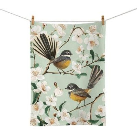 100% New Zealand Chatty Fantails Tea Towel