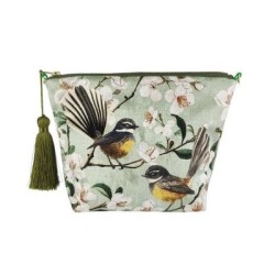 100% New Zealand Chatty Fantails Velvet Cosmetic Bag