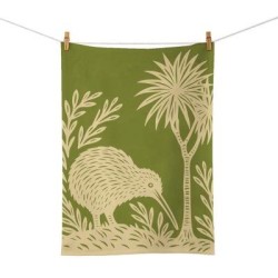 Woodcut Kiwi Tea Towel